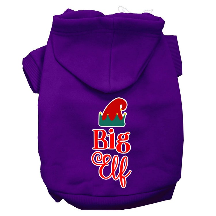 Big Elf Screen Print Dog Hoodie Purple XS